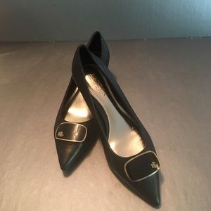 RALPH LAUREN BLACK KITTEN HEELS